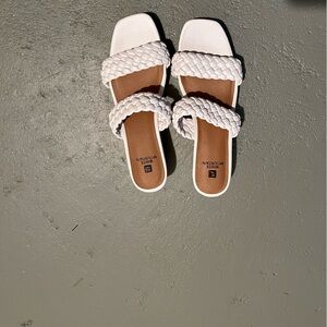 White Mountain White Braided Sandals